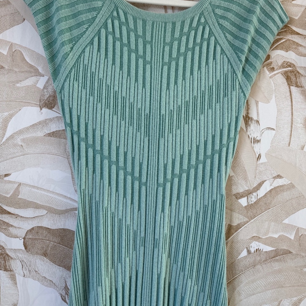 Sage Green Ribbed Knit Midi Dress – Open Back Cutout Bodycon Spring Dress - Picture 4 of 5